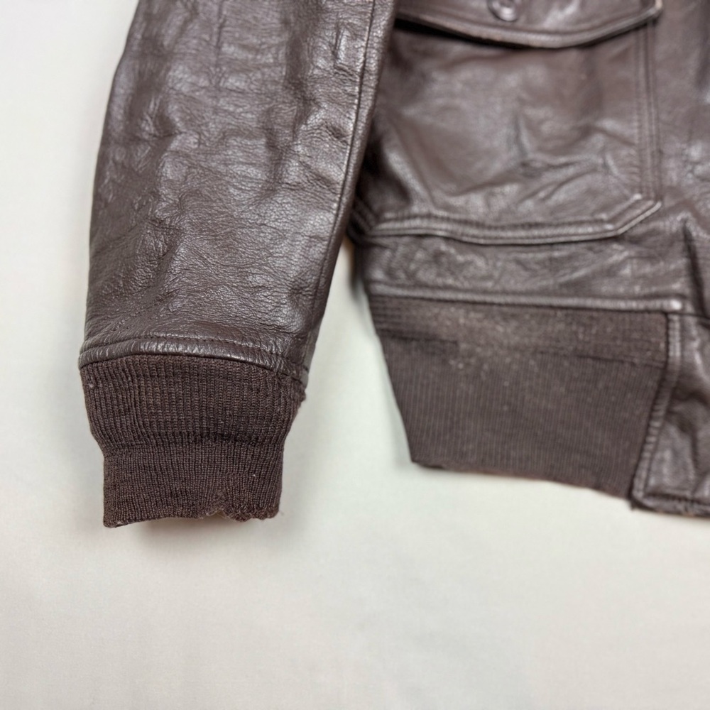Vtg Vietnam War US Navy Leather G-1 Bomber Jacket Sz 38 Shearling Collar 50s 60s - Picture 12 of 16